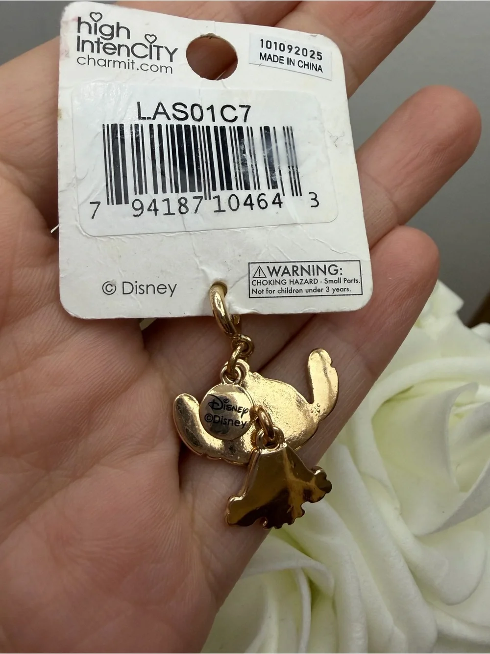 Disney Gold Stitch Dangle Charm